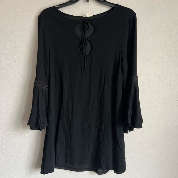 Entro Black Bell Sleeve Dress Women S Boho Coquette Flowing Whimisigoth Moody - Picture 1 of 5